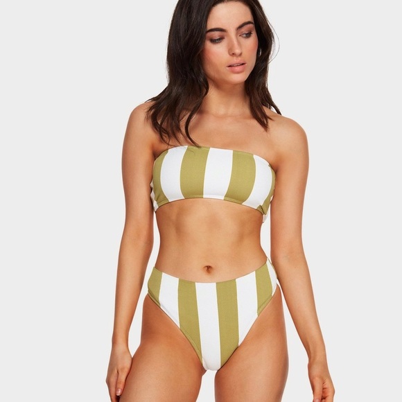NWT BILLABONG -  SUN RAYS BANDEAU MAUI BIKINI SET striped green/white - Picture 4 of 11